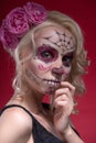 Portrait of young blond girl with Calaveras makeup Royalty Free Stock Photo