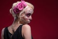 Portrait of young blond girl with Calaveras makeup Royalty Free Stock Photo