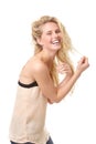 Portrait of a young blond woman laughing Royalty Free Stock Photo