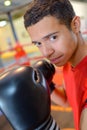 Portrait young boxing student