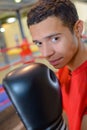 Portrait young boxing student