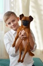 Portrait of a young boy with his dog Royalty Free Stock Photo