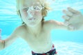 Portrait of young boy underwater Royalty Free Stock Photo
