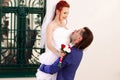 Portrait of young bride and groom Royalty Free Stock Photo