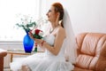 Portrait of young bride in white dress Royalty Free Stock Photo