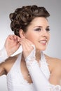 Portrait of a young brunette bride in makeup Royalty Free Stock Photo