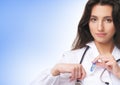 Portrait of a young brunette female doctor Royalty Free Stock Photo