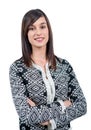 Portrait of a young brunette woman dressed with a black jacket Royalty Free Stock Photo