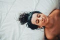 Portrait of young brunette woman just getting out of the shower with wet hair Royalty Free Stock Photo