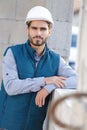 portrait young builder outdoors Royalty Free Stock Photo