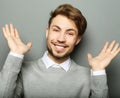 Portrait of a young business man surprised face expression Royalty Free Stock Photo