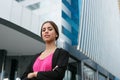 Portrait Young Business Woman Arms Crossed Smiling Royalty Free Stock Photo