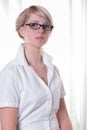 Portrait young business woman with glasses Royalty Free Stock Photo