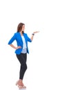 Portrait of young business woman pointing something Royalty Free Stock Photo