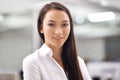 Portrait, young and business woman with smile in office, closeup and professional person with ambition in career. Pride Royalty Free Stock Photo