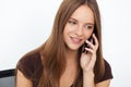 Portrait of young business woman working at her office. Royalty Free Stock Photo