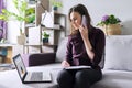 Portrait of young business woman working at home Royalty Free Stock Photo