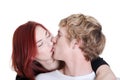 Portrait of young caucasian couple kissing. Royalty Free Stock Photo