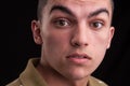 Portrait of young caucasian teenage, closeup headshot