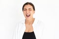 Portrait of young Caucasian woman screaming Royalty Free Stock Photo