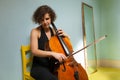 Portrait of young cellist Royalty Free Stock Photo