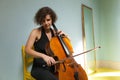 Portrait of young cellist Royalty Free Stock Photo