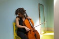 Portrait of young cellist Royalty Free Stock Photo