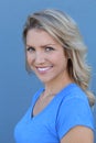 Portrait of young cheerful smiling woman with sensitive skin