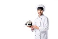 portrait of young chef with serving tray Royalty Free Stock Photo