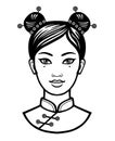 Portrait of the young Chinese girl with an ancient hairstyle.