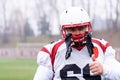Portrait of young confident American football player Royalty Free Stock Photo