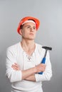 Portrait of a young confident worker in helmet Royalty Free Stock Photo