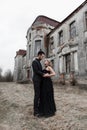 Portrait of a young couple in black suit and dress. Wedding Royalty Free Stock Photo