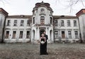 Portrait of a young couple in black suit and dress. Wedding Royalty Free Stock Photo