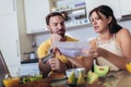 Young couple calculating bills at home Royalty Free Stock Photo