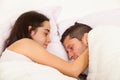 Portrait of a young couple in love in a bed Royalty Free Stock Photo