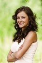 Portrait young curly hair woman