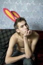 Portrait of young cute thoughtful man Royalty Free Stock Photo