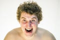 Portrait of angry screaming topless man Royalty Free Stock Photo