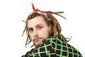 Portrait of young dreadlock man isolated