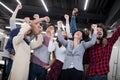 Portrait of young excited multiethnics business team Royalty Free Stock Photo