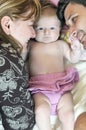 Portrait of young family with cute little babby