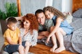 Portrait of a young family with two children Royalty Free Stock Photo