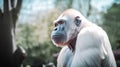 Portrait of a young female gorilla looking at the camera in a zoo