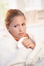 Portrait of young female having flu feeling bad Royalty Free Stock Photo