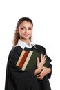 Portrait of a young female judge, isolated on white background Royalty Free Stock Photo