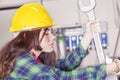 Portrait of young female metalworker