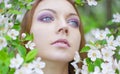 Portrait of young girl in the apple orchard Royalty Free Stock Photo