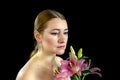 Young girl with a bouquet of flowers Royalty Free Stock Photo