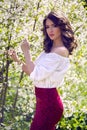 Portrait of a young girl brown hair with make-up Royalty Free Stock Photo